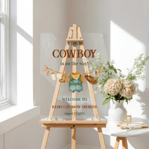 Cowboy Western Clothesline Baby Shower Welcome Acrylic Sign