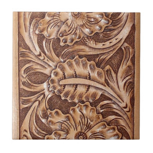 cowboy western country pattern tooled leather tile