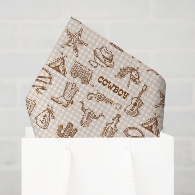 Cowboy Western Decoupage Tissue Paper (Gift Bag)