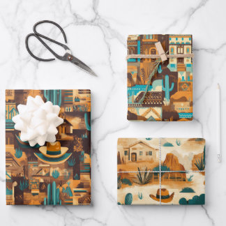 Cowboy Western Desert Brown  Wrapping Paper Sheet