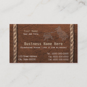 Cowboy / Western Faux Tooled Leather & Rope Business Card