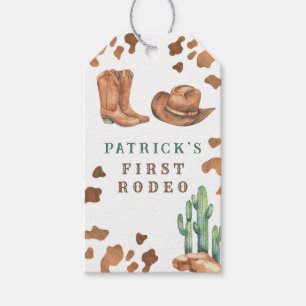 Cowboy Western First Rodeo Birthday Party Gift Tags