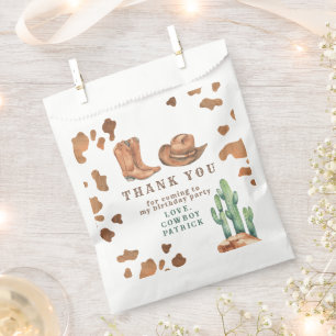 Cowboy Western First Rodeo Birthday Thank You Favour Bag