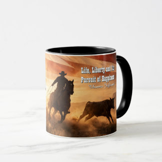 Cowboy Western Freedom Patriotic Roping Rodeo Mug
