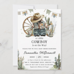 Cowboy Western Hat Boots Denim Boy Baby Shower Invitation