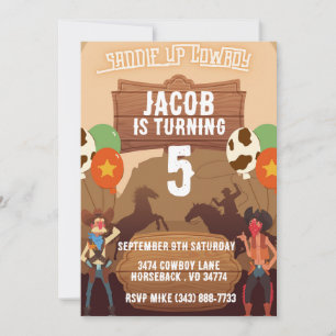 Cowboy Western Horse Birthday Theme Invitaions Invitation