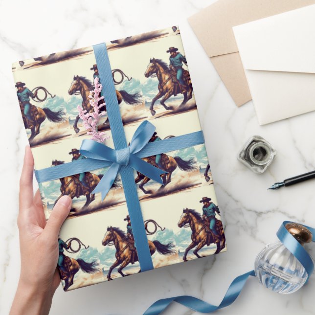 Cowboy Western Horse Birthday Wrapping Paper (Gifting)