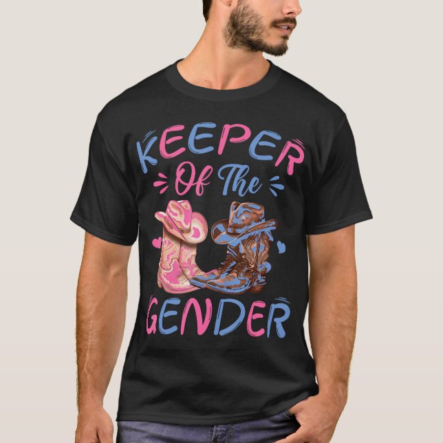 Cowboy Western Keeper Of The Gender Cowboy Cowgirl T-Shirt (Front)