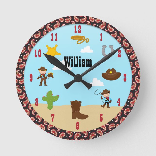Cowboy Western Kids Room Clock (Front)