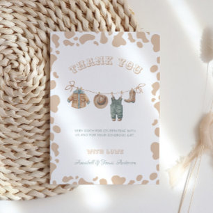 Cowboy Western Light Brown Boy Baby Shower Thank You Card