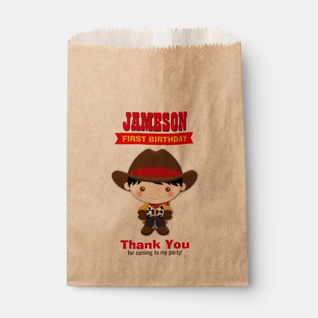Cowboy Western Old West Birthday Favour Bag (Front)