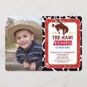 Cowboy Western Old West Birthday Photo Invitation