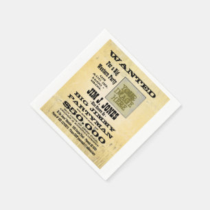Cowboy Western Party Wanted Poster Napkin