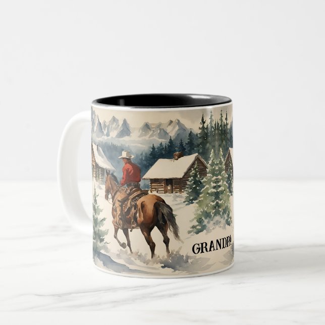 Cowboy Western Personalised Two-Tone Coffee Mug (Front Left)