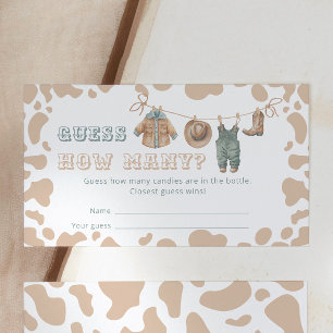 Cowboy Western Plaid Baby Shower Guess How Many Enclosure Card