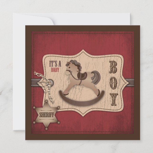 Cowboy Western Rocking Horse Baby Shower Invitation (Front)
