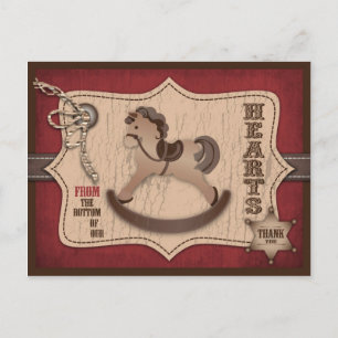 Cowboy Western Rocking Horse Thank You Postcard