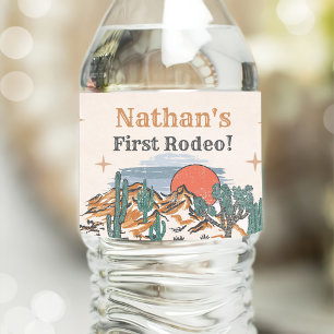 Cowboy Western Rodeo 1st Birthday Water Bottle Label