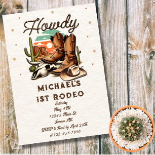 Cowboy Western Rodeo Birthday Kids  Invitation