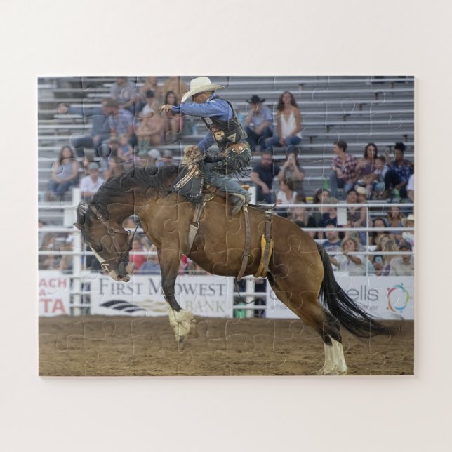 Cowboy Western Rodeo Bucking Horse Corral Jigsaw Puzzle (Horizontal)
