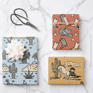 Cowboy Western Rodeo Hand drawn Doodle Wrapping Paper Sheet