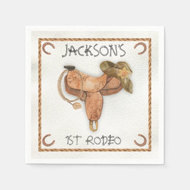Cowboy Western Rodeo Saddle Napkin (Front)