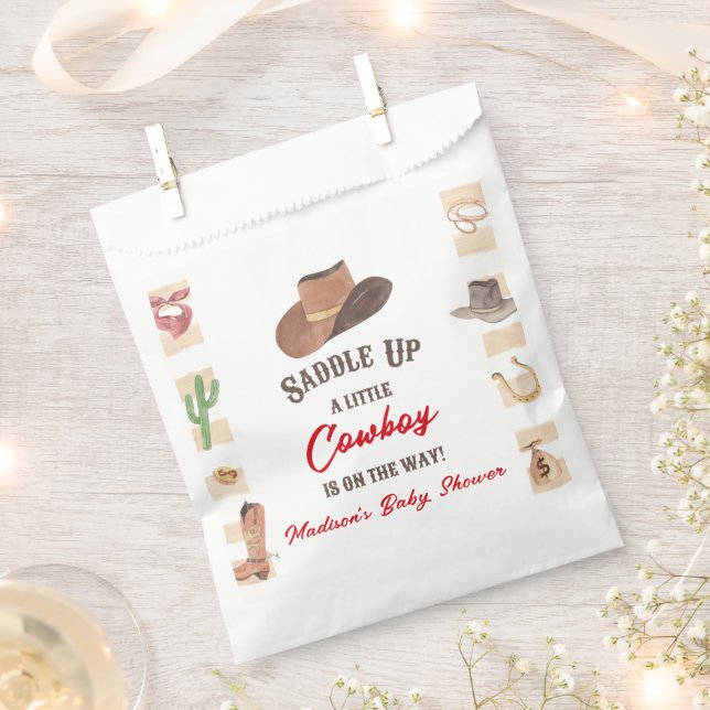 Cowboy Western Rodeo Wild West Baby Shower Favour Bag (Clipped)