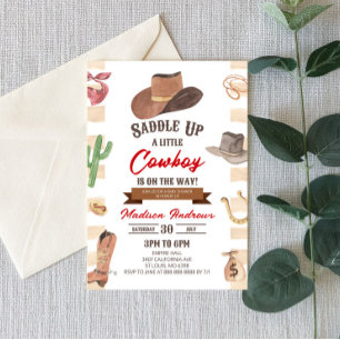Cowboy Western Rodeo Wild West Baby Shower Invitation
