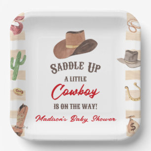 Cowboy Western Rodeo Wild West Baby Shower Paper Plate