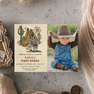 Cowboy Western Rodeo Wild West Photo Birthday Invitation
