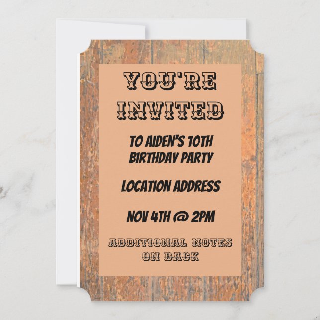 Cowboy Western Theme Invitation (Front)