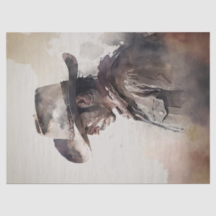 Cowboy Western Watercolor Decoupage Tissue Paper
