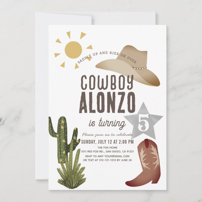 Cowboy Western Wild West Birthday Invitation (Front)