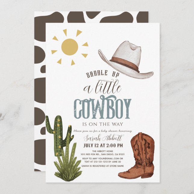 Cowboy Western Wild West Boy Baby Shower Invitation (Front/Back)