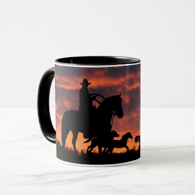Cowboy Wild Herd of Horses Western Mug (Front Left)