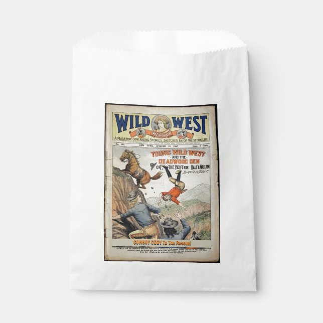 Cowboy Wild West Add Boy's Name Birthday Party Favour Bag (Front)
