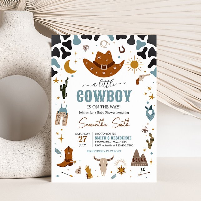 Cowboy Wild West Baby Shower Invitation (Country Western Rodeo Baby Shower Invitation)