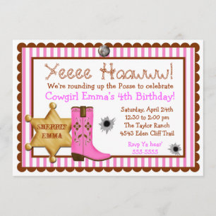Cowboy Wild West Birthday Invitations