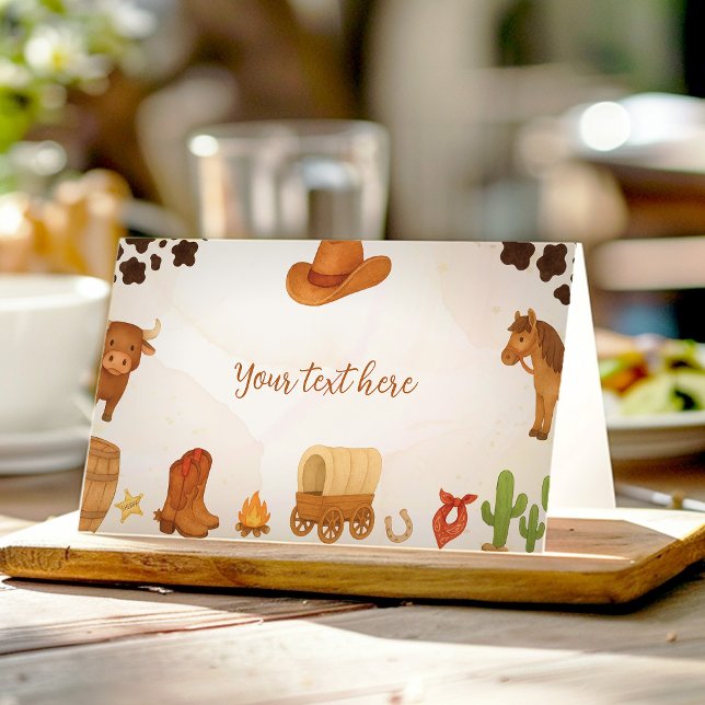 Cowboy Wild West Rodeo Birthday Food Tent Place Card (Creator Uploaded)