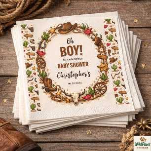Cowboy Wild West Rodeo Ranch Rustic Western Baby Napkin