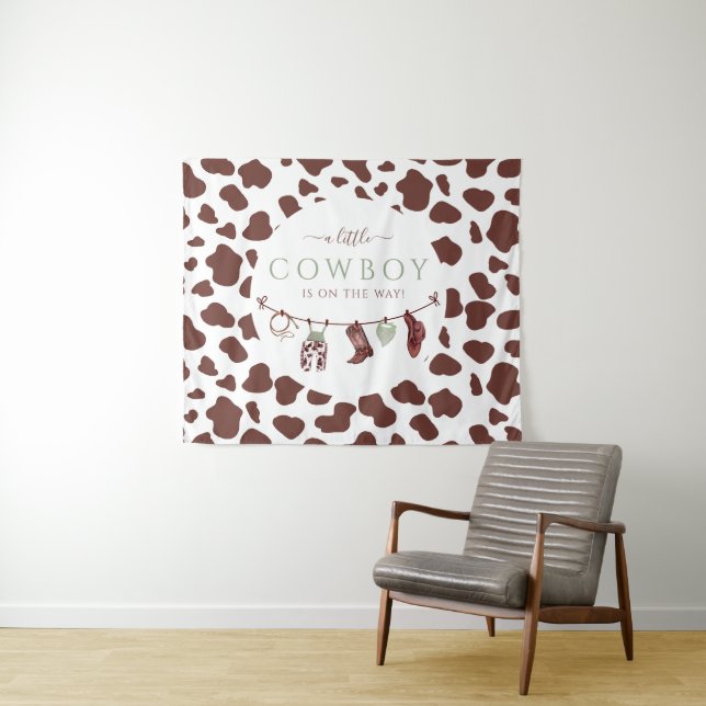Cowboy Wild West rodeo sage green baby shower Tapestry (In Situ (Horizontal))