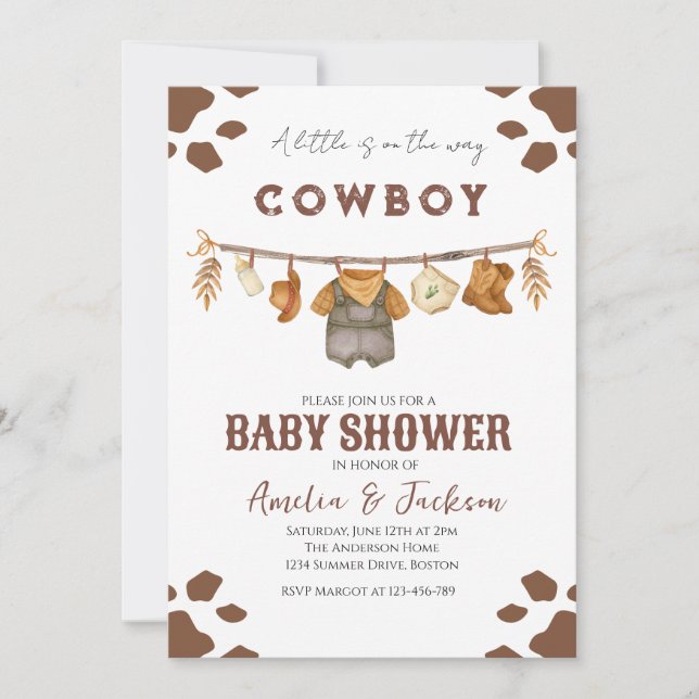 Cowboy Wild West Rodeo Western Boy Baby Shower  Invitation (Front)