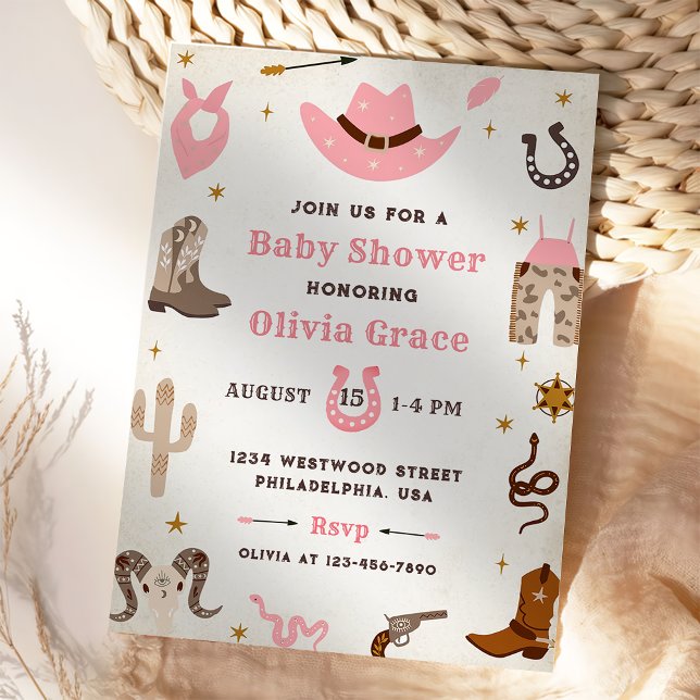 Cowboy Wild West Rodeo Western Girl Baby Shower  Invitation (Creator Uploaded)