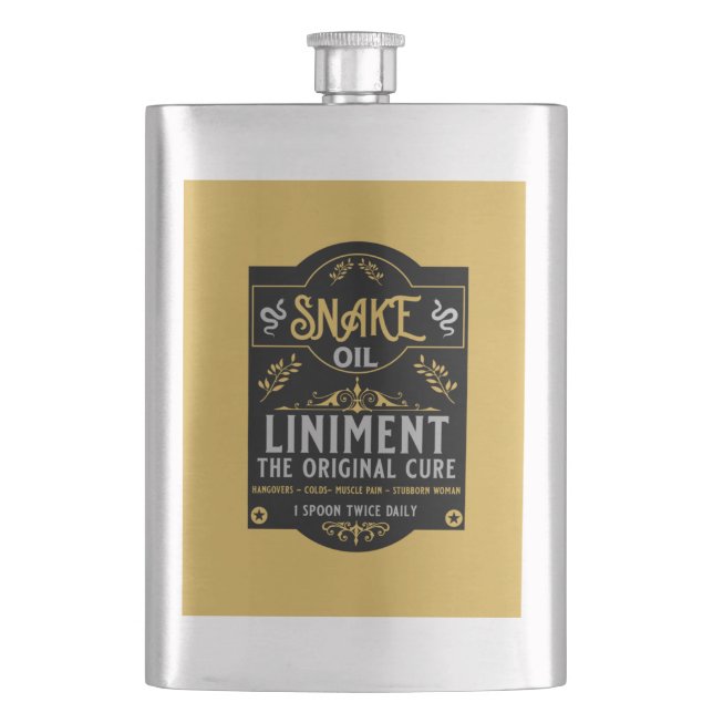 Cowboy Wild West Snake oil Hip Flask (Front)