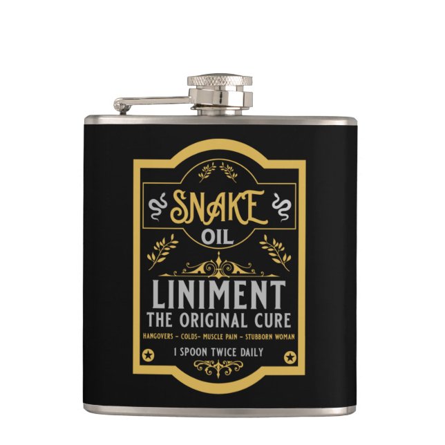 Cowboy Wild West Snake oil Hip Flask (Front)