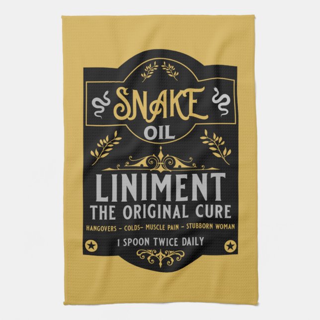 Cowboy Wild West Snake oil Tea Towel (Vertical)