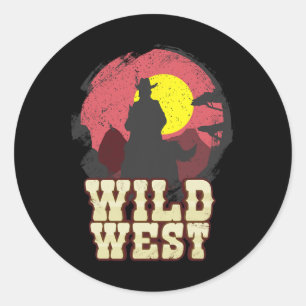 Cowboy Wild West Western Country Saddle Gift Classic Round Sticker