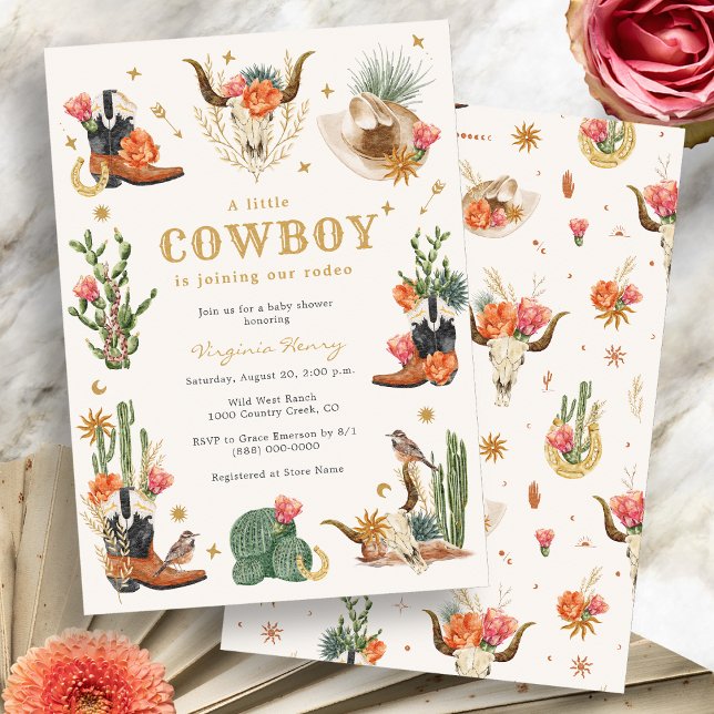 Cowboy Wild Western Baby Shower Invitation (Boho Cowboy Wild West Baby Shower Invitation by Painted Paperie
)