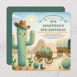 Cowboy Wild Western Cactus Birthday Party Invitation