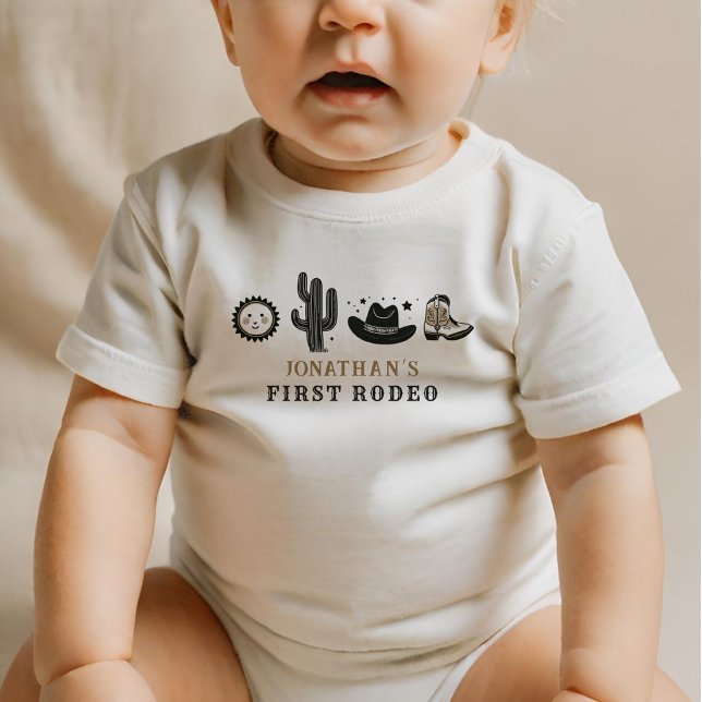 Cowboy Wild Western First Rodeo First Birthday 1st Baby Bodysuit (Creator Uploaded)